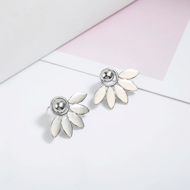 Rose Gold Double-Sided Flower Metal Stud Earrings for Women