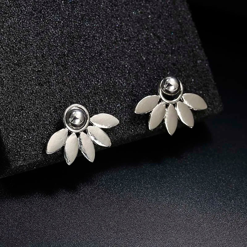 Rose Gold Double-Sided Flower Metal Stud Earrings for Women