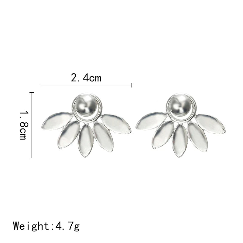 Rose Gold Double-Sided Flower Metal Stud Earrings for Women