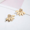 Rose Gold Double-Sided Flower Metal Stud Earrings for Women