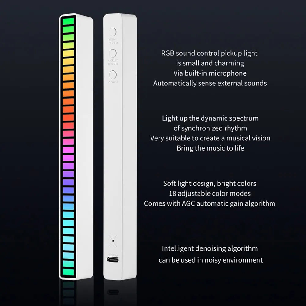 16 LEDS RGB LED Light Bar App Control Desktop Background Atmosphere Light Music Sync TV Wall Computer Game Bedroom Night Light
