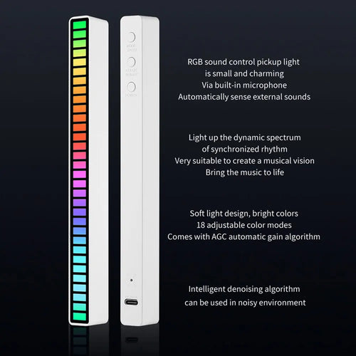 16 LEDS RGB LED Light Bar App Control Desktop Background Atmosphere Light Music Sync TV Wall Computer Game Bedroom Night Light