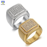 Men's Stainless Steel Rhinestone Hip Hop Punk Ring
