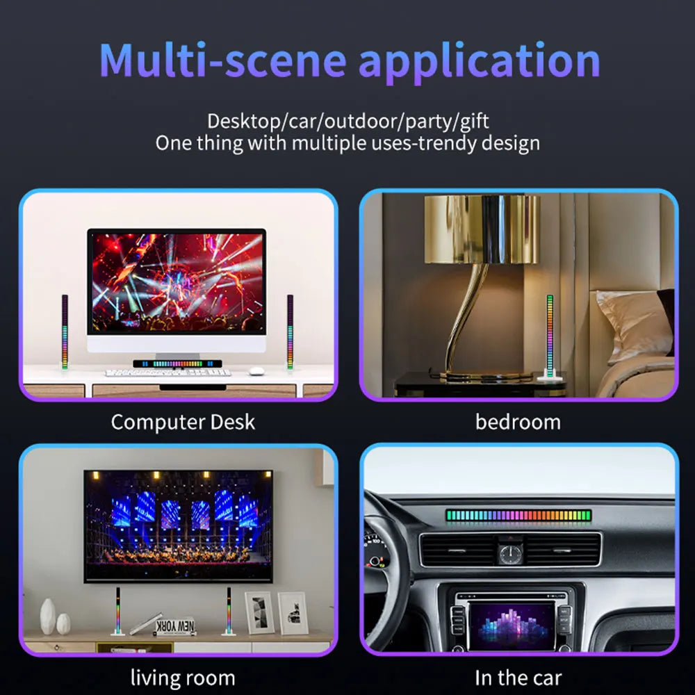16 LEDS RGB LED Light Bar App Control Desktop Background Atmosphere Light Music Sync TV Wall Computer Game Bedroom Night Light