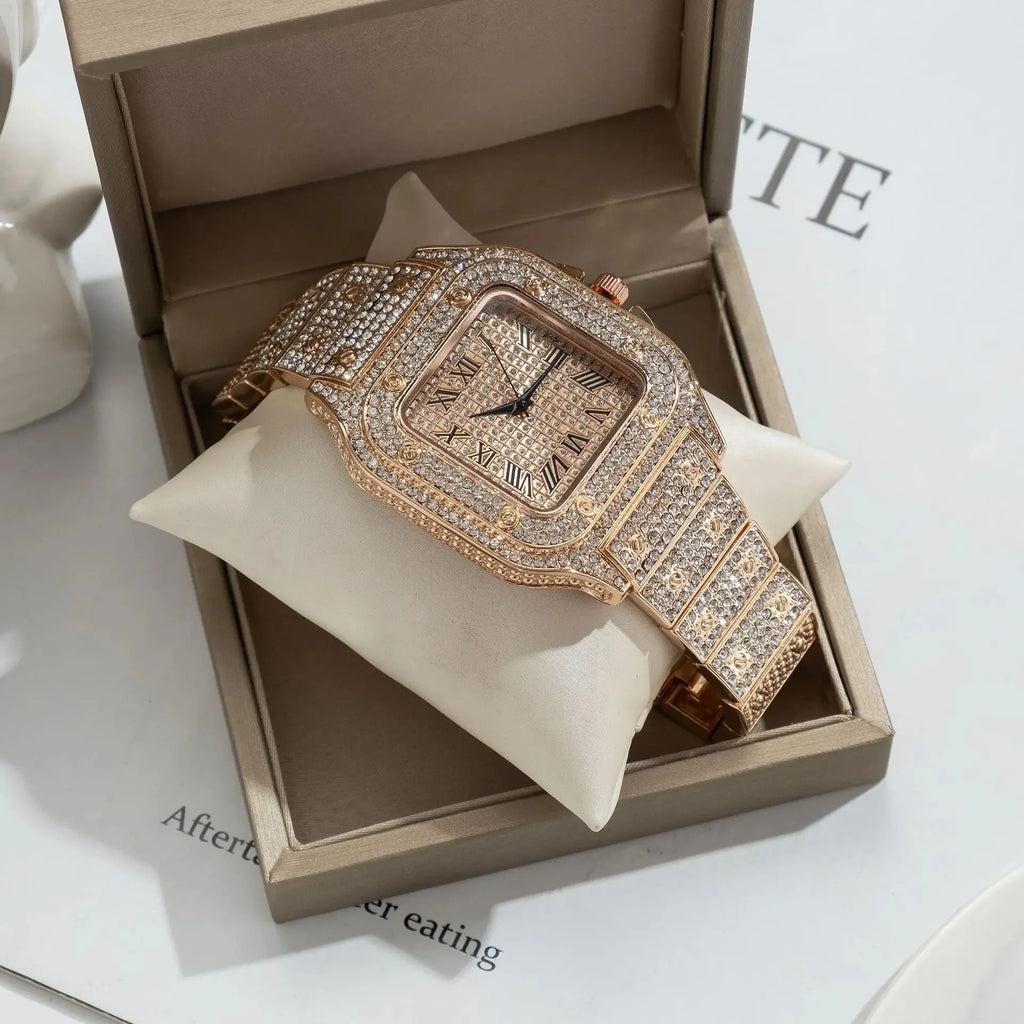 UTHAI L77 Luxury Gold Square Diamond Men's Quartz Watch