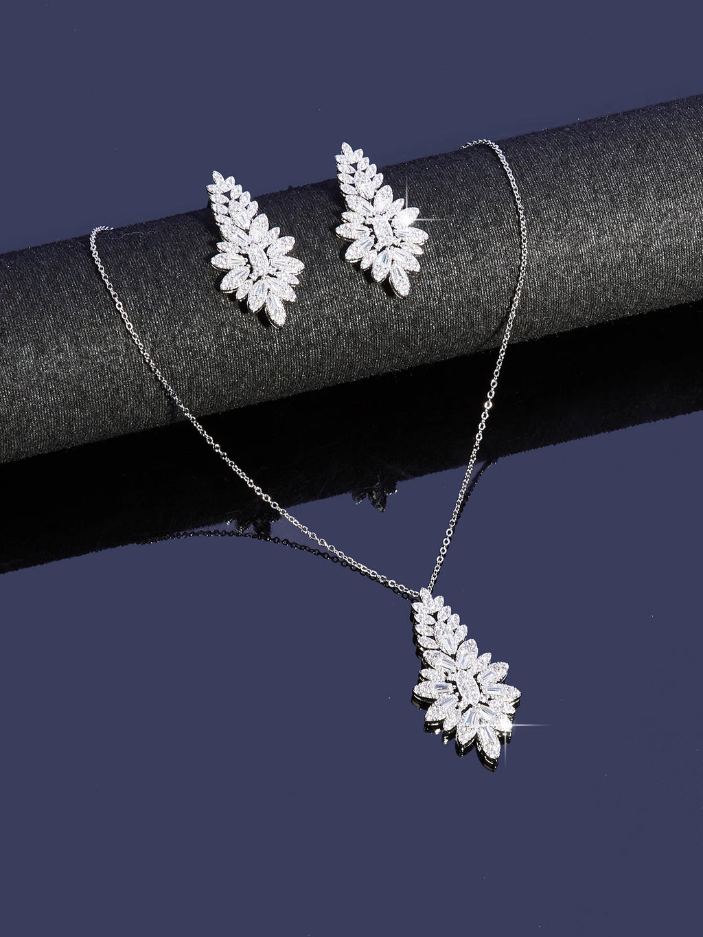 New Elegant Charms Gift Water Droplets Shape Cubic Zircon Necklace Earrings 2pcs Set For Women Wedding Anniversary Jewelry