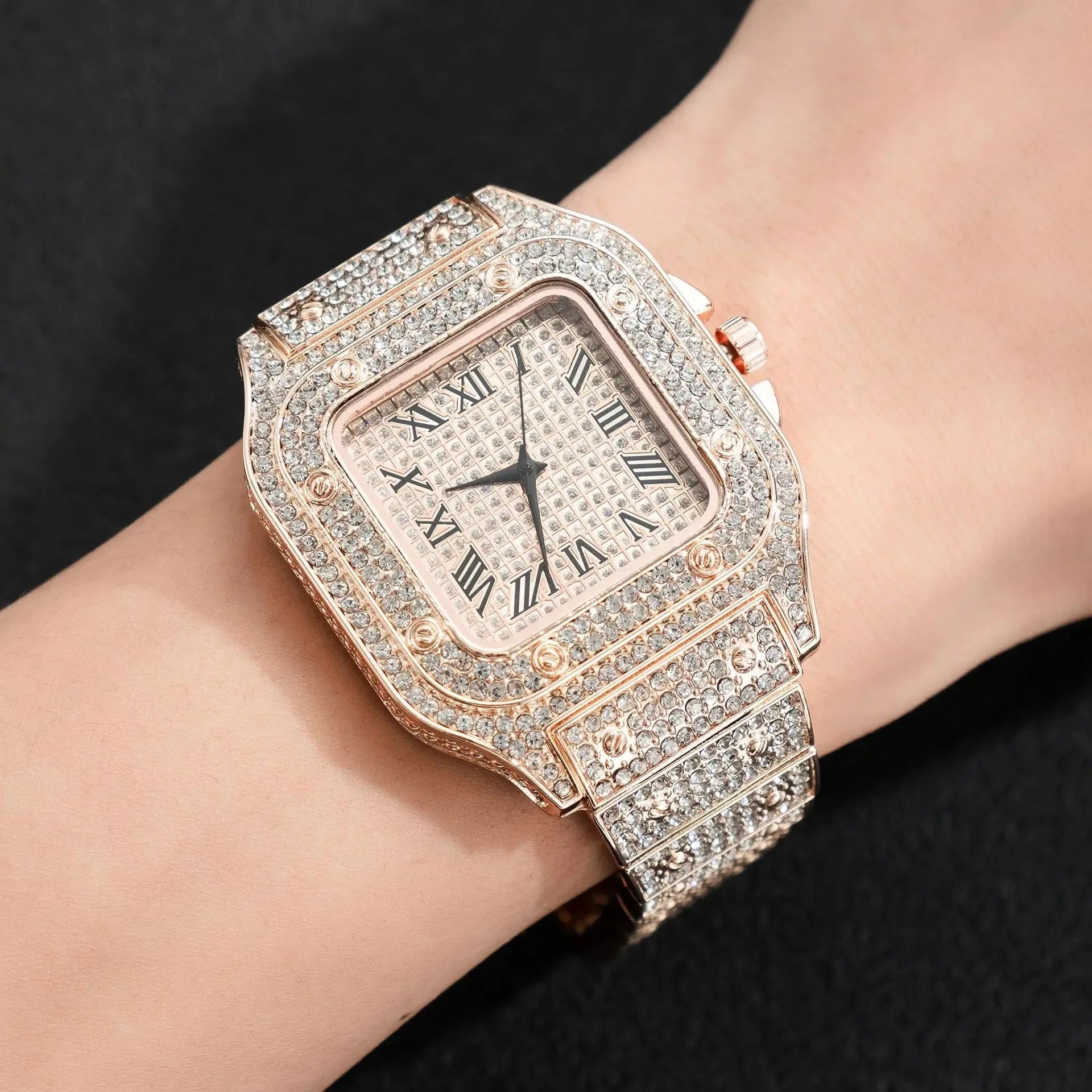 UTHAI L77 Luxury Gold Square Diamond Men's Quartz Watch