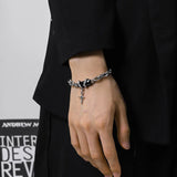 Retro Black Zircon Star Bracelet | Titanium Steel Unisex Goth Jewelry