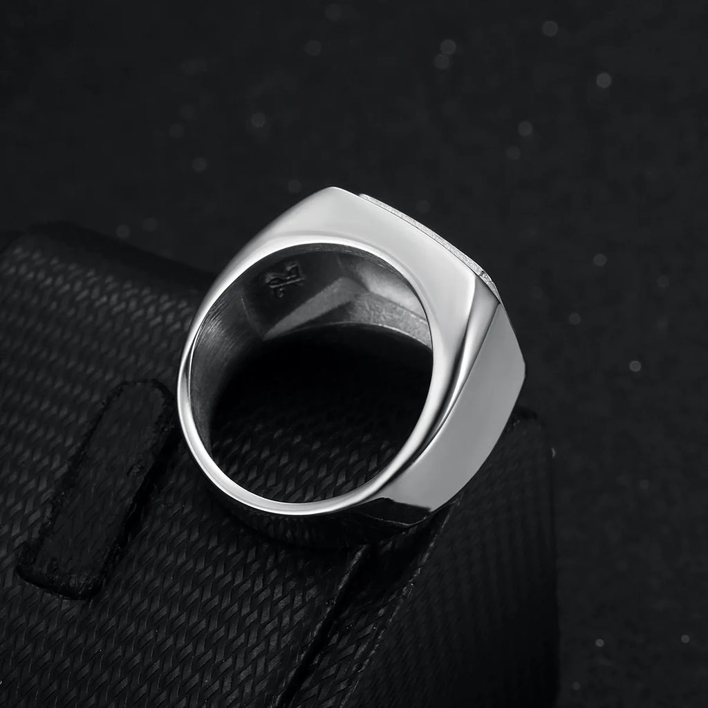 Men's Stainless Steel Rhinestone Hip Hop Punk Ring
