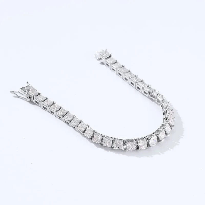 NKHOG 4mm Princess Cut Moissanite Tennis Bracelet | S925 Silver Unisex