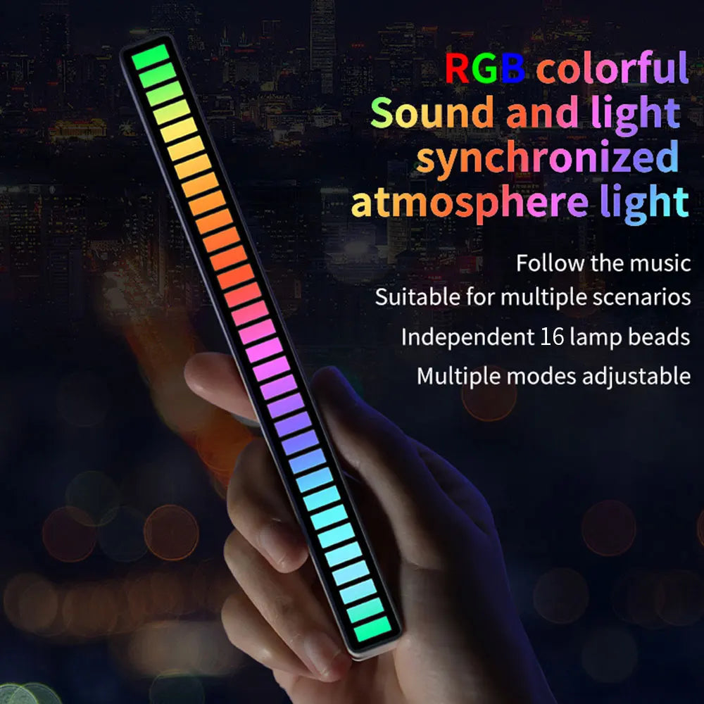 16 LEDS RGB LED Light Bar App Control Desktop Background Atmosphere Light Music Sync TV Wall Computer Game Bedroom Night Light