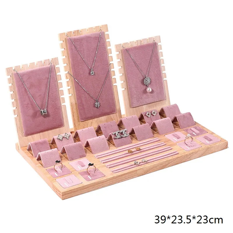 Jewelry Display Tray Necklace Pendant Bracelet Chain Holder Ring Earrings Stud Organizer Jewelry Display Props Entire Set