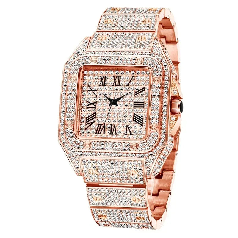 UTHAI L77 Luxury Gold Square Diamond Men's Quartz Watch