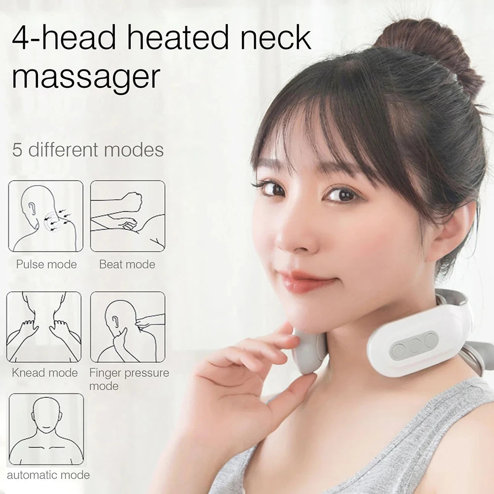 4 Head Electric Back Massage Instrument USB Rechargeable Spine Protection Massager Vibration Massage Instrument for Home Office