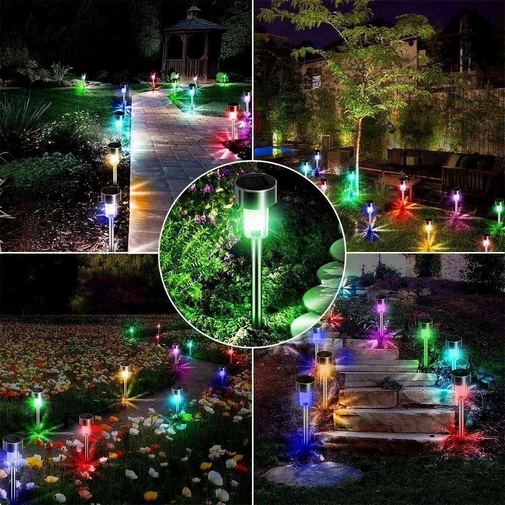 Led Solar Lawn Lamp Waterproof Landscape Lighting White/warm White Outdoor Pathway Stainless RGB Garden Floor Lights