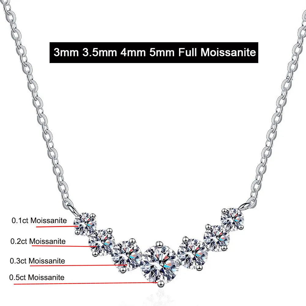 1.7ct 2.8ct 5ct D Color Moissanite Necklace Women Fine Jewelry 100% S925 Sterling Silver Smile Pendant Neck Chain Plated 18K GRA