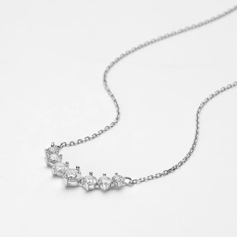 1.7ct 2.8ct 5ct D Color Moissanite Necklace Women Fine Jewelry 100% S925 Sterling Silver Smile Pendant Neck Chain Plated 18K GRA
