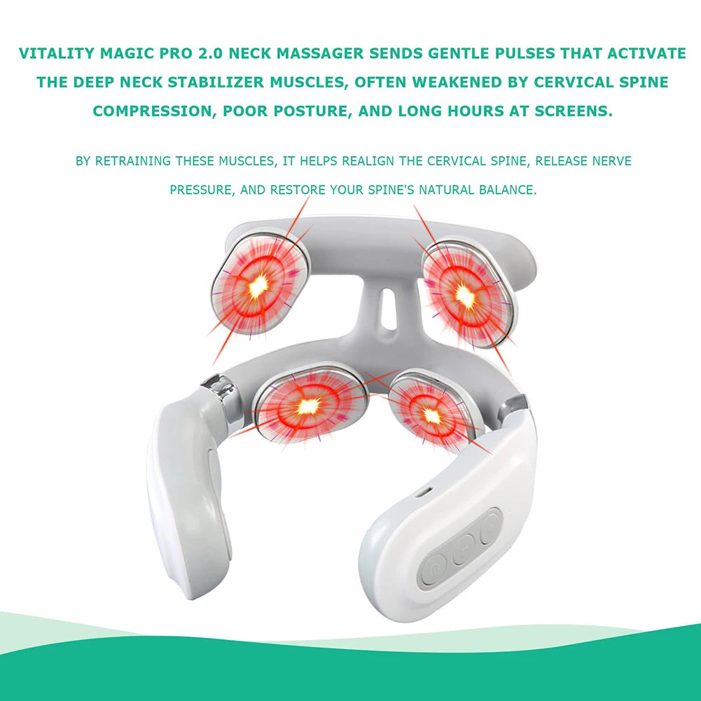 4 Head Electric Back Massage Instrument USB Rechargeable Spine Protection Massager Vibration Massage Instrument for Home Office