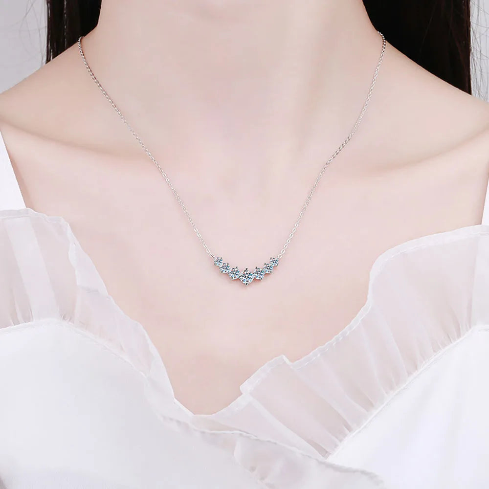1.7ct 2.8ct 5ct D Color Moissanite Necklace Women Fine Jewelry 100% S925 Sterling Silver Smile Pendant Neck Chain Plated 18K GRA