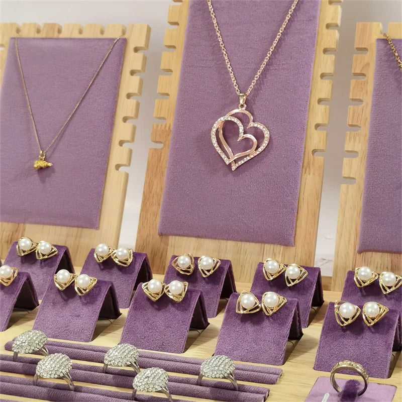 Jewelry Display Tray Necklace Pendant Bracelet Chain Holder Ring Earrings Stud Organizer Jewelry Display Props Entire Set
