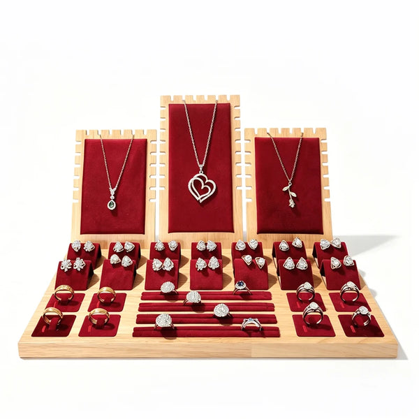 Jewelry Display Tray Necklace Pendant Bracelet Chain Holder Ring Earrings Stud Organizer Jewelry Display Props Entire Set