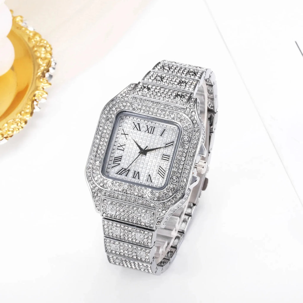 UTHAI L77 Luxury Gold Square Diamond Men's Quartz Watch