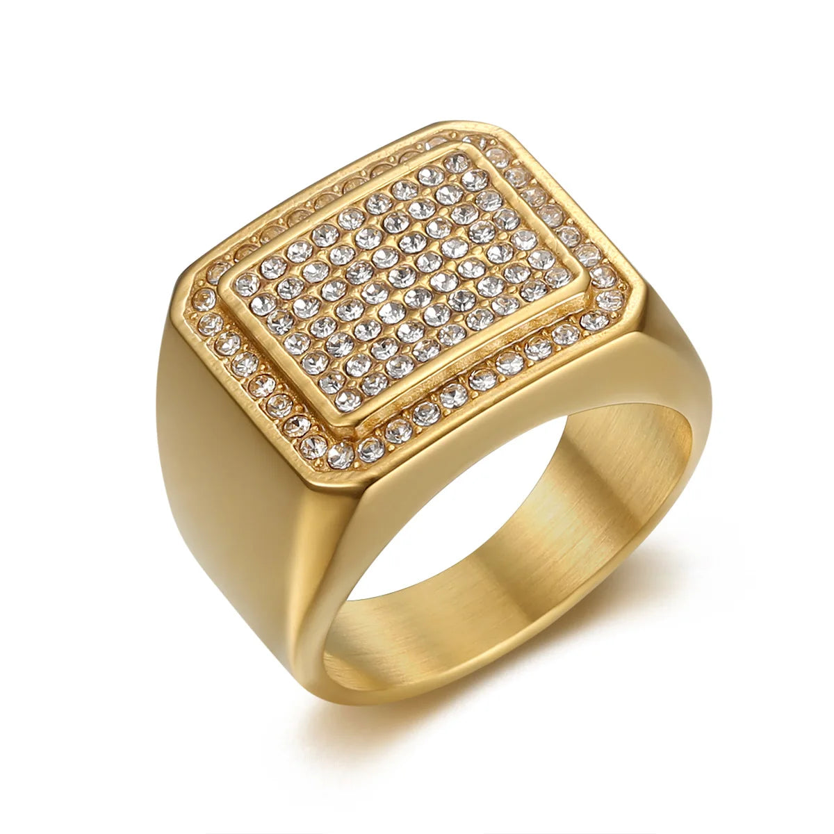 Men's Stainless Steel Rhinestone Hip Hop Punk Ring