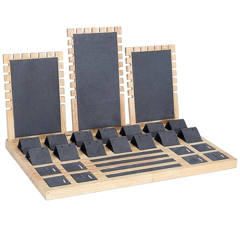 Jewelry Display Tray Necklace Pendant Bracelet Chain Holder Ring Earrings Stud Organizer Jewelry Display Props Entire Set