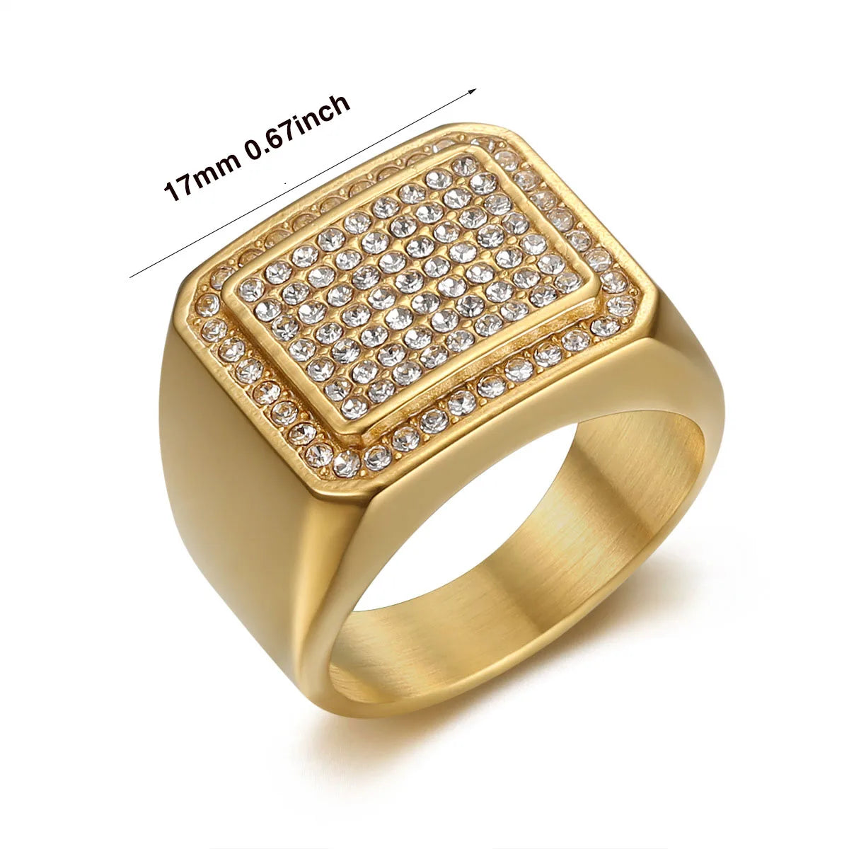 Men's Stainless Steel Rhinestone Hip Hop Punk Ring