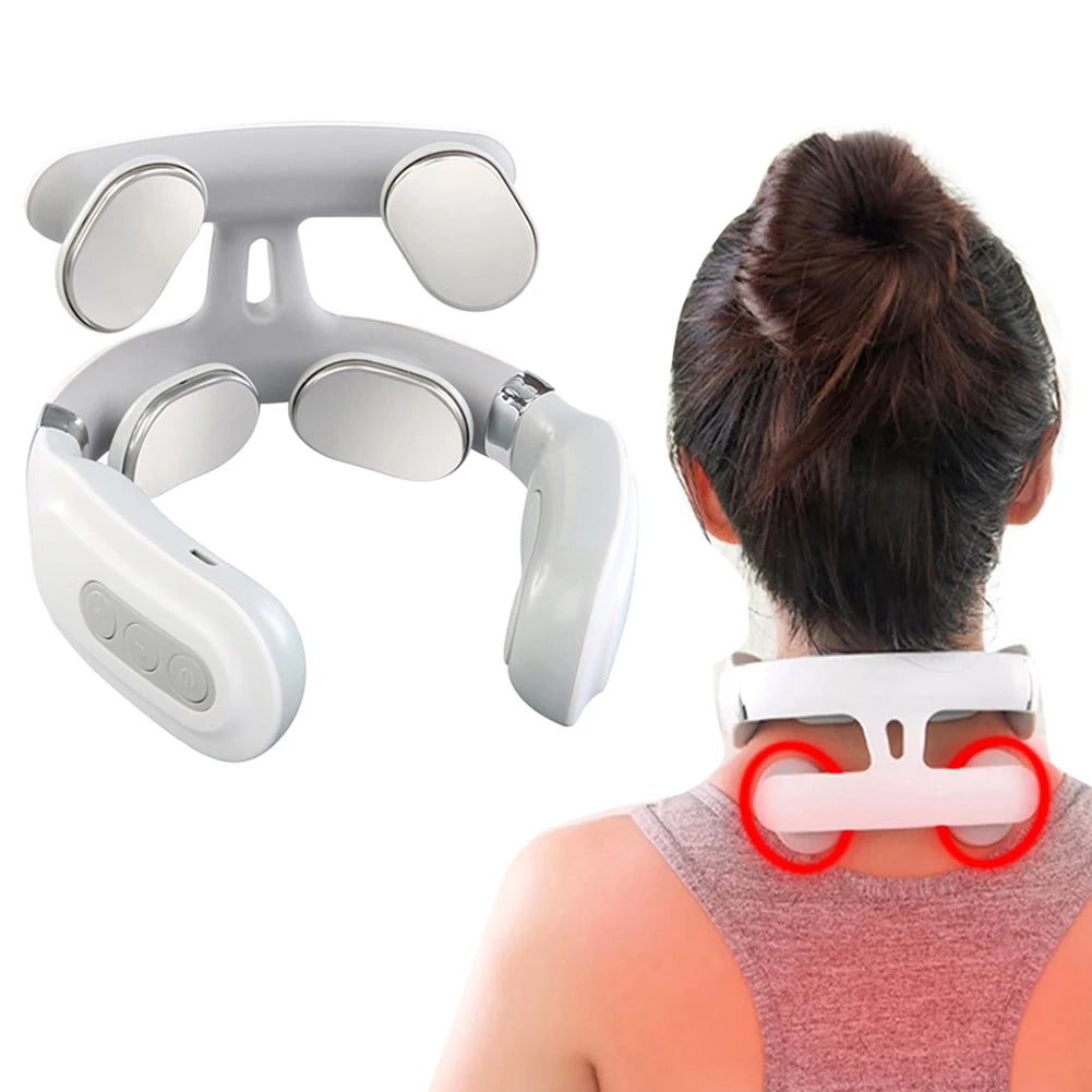 4 Head Electric Back Massage Instrument USB Rechargeable Spine Protection Massager Vibration Massage Instrument for Home Office