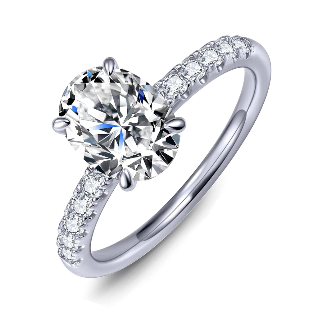 FIRERING 7x9MM Oval Teal Moissanite Ring | Certified S925 Silver Women's Wedding Ring