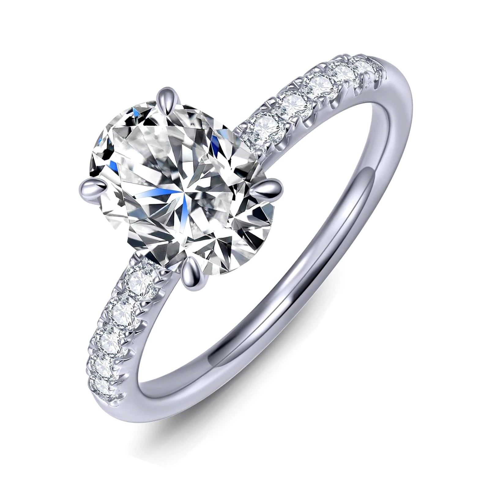 FIRERING 7x9MM Oval Teal Moissanite Ring | Certified S925 Silver Women's Wedding Ring
