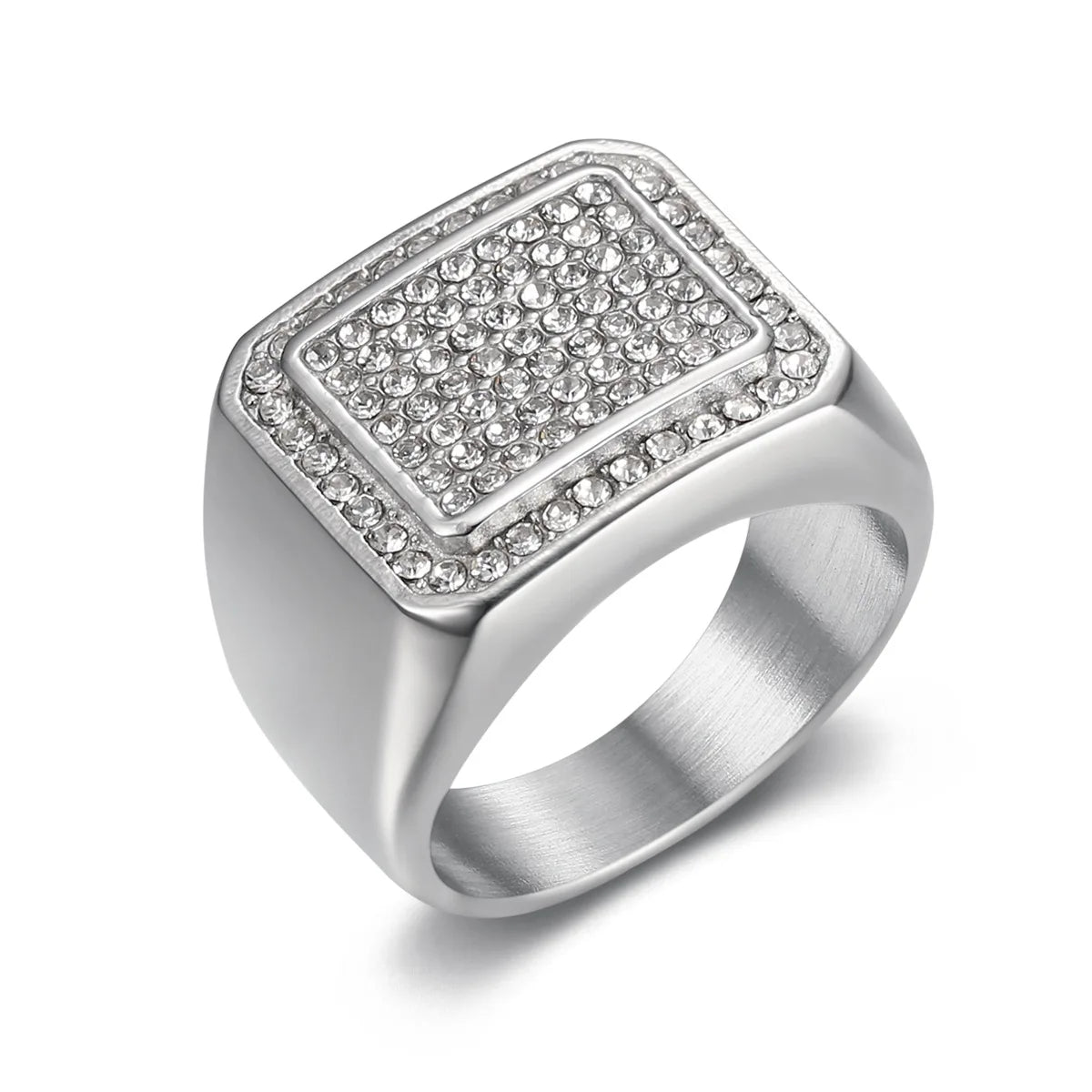 Men's Stainless Steel Rhinestone Hip Hop Punk Ring