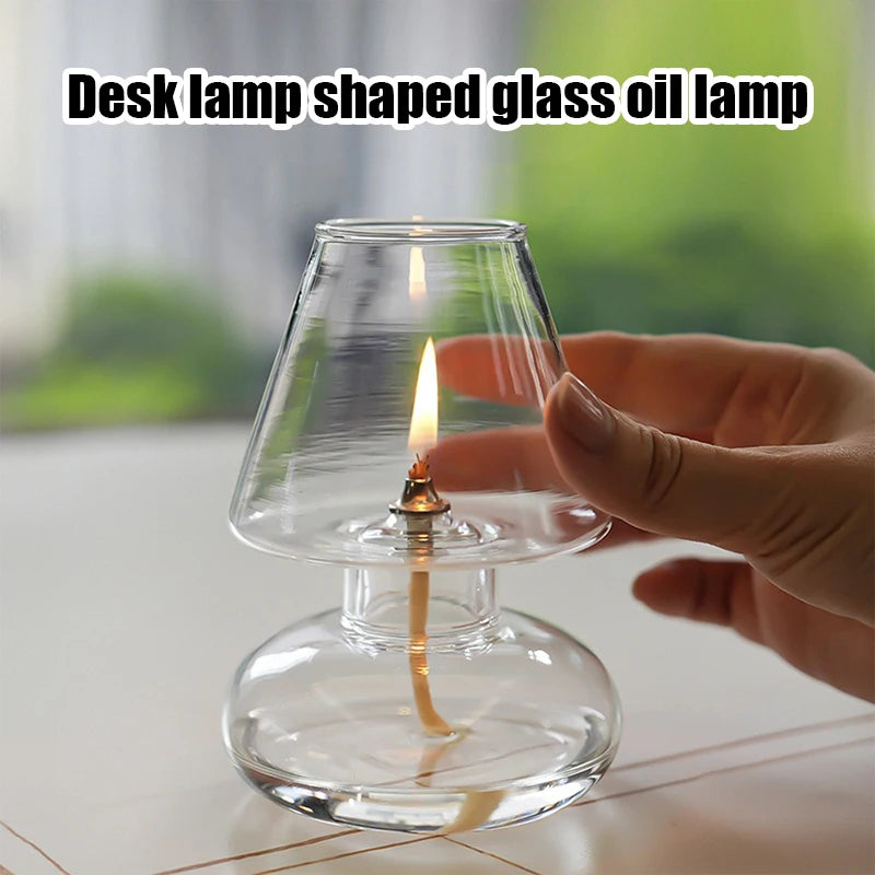 Clear Glass Oil Lamp Cover Candlestick Windproof Candle Holders Oil Lamp Lighting Lantern Lampshade Romantic Home Decor