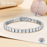 NKHOG 4mm Princess Cut Moissanite Tennis Bracelet | S925 Silver Unisex