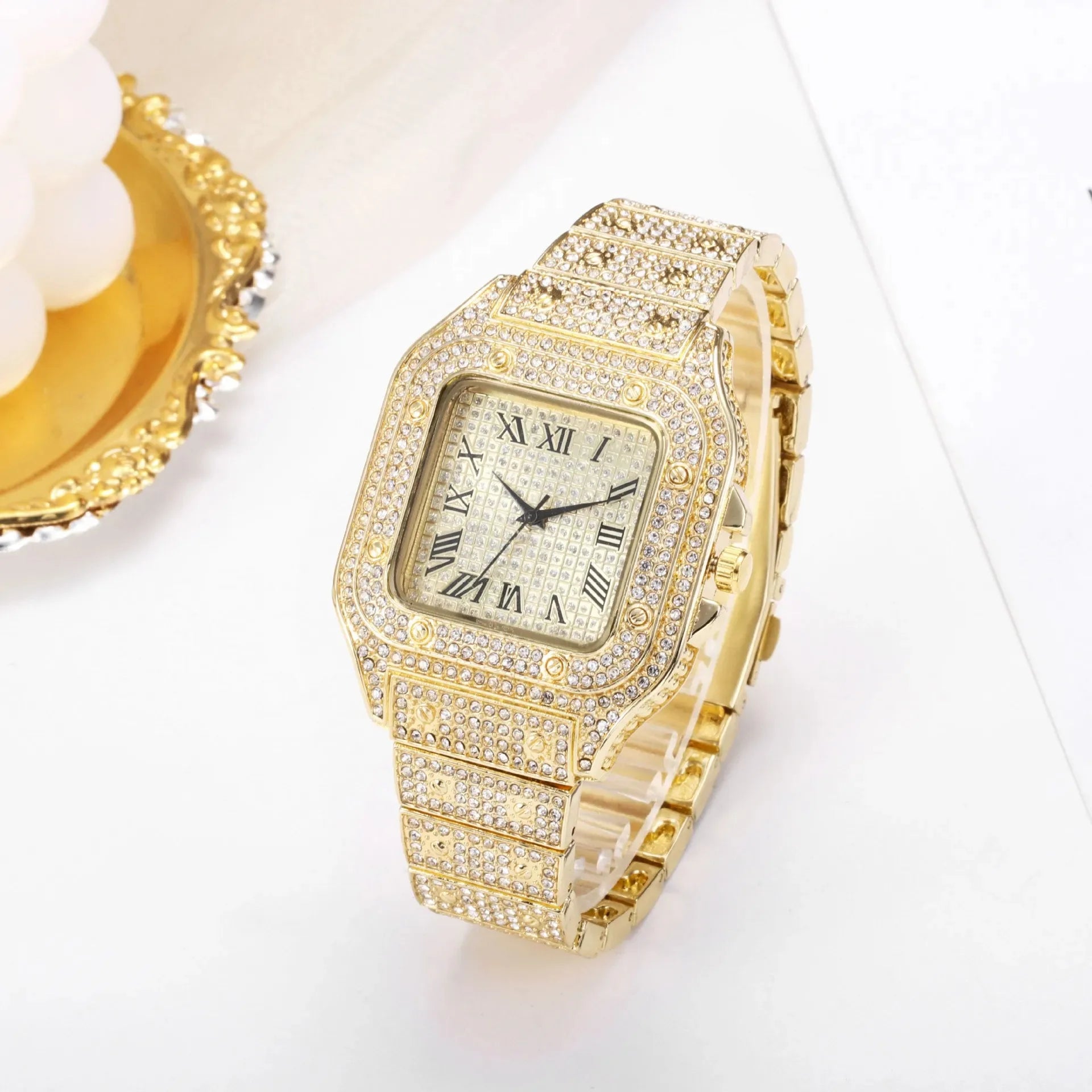 UTHAI L77 Luxury Gold Square Diamond Men's Quartz Watch