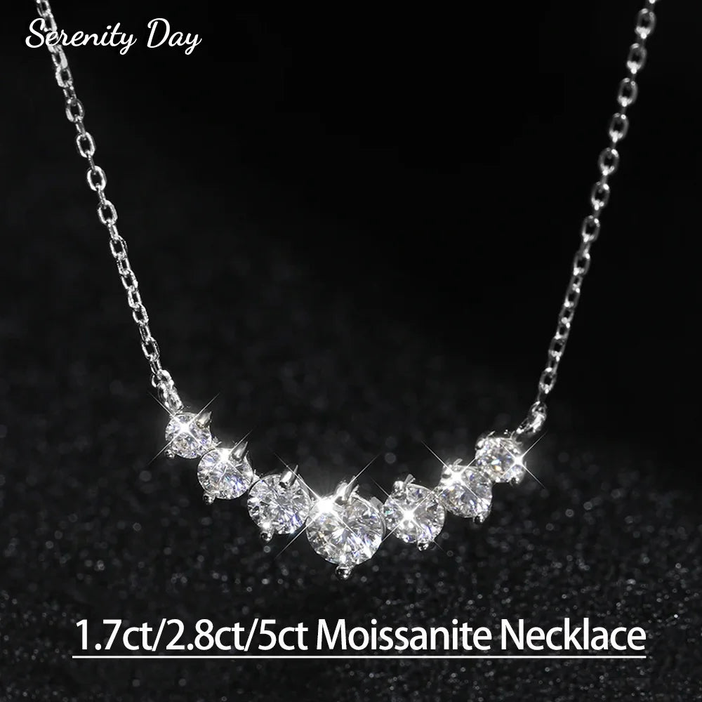 1.7ct 2.8ct 5ct D Color Moissanite Necklace Women Fine Jewelry 100% S925 Sterling Silver Smile Pendant Neck Chain Plated 18K GRA