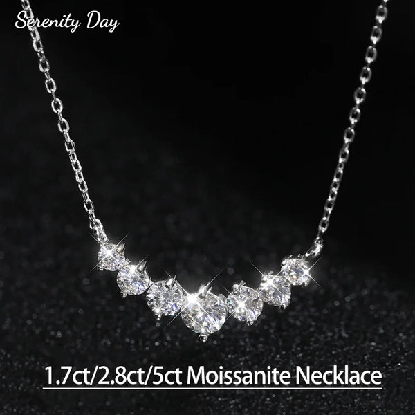 1.7ct 2.8ct 5ct D Color Moissanite Necklace Women Fine Jewelry 100% S925 Sterling Silver Smile Pendant Neck Chain Plated 18K GRA