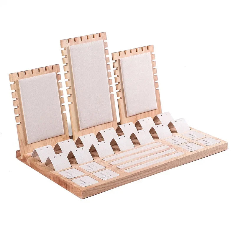 Jewelry Display Tray Necklace Pendant Bracelet Chain Holder Ring Earrings Stud Organizer Jewelry Display Props Entire Set
