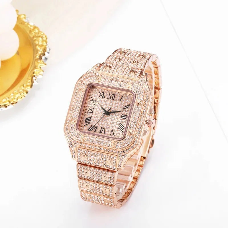 UTHAI L77 Luxury Gold Square Diamond Men's Quartz Watch