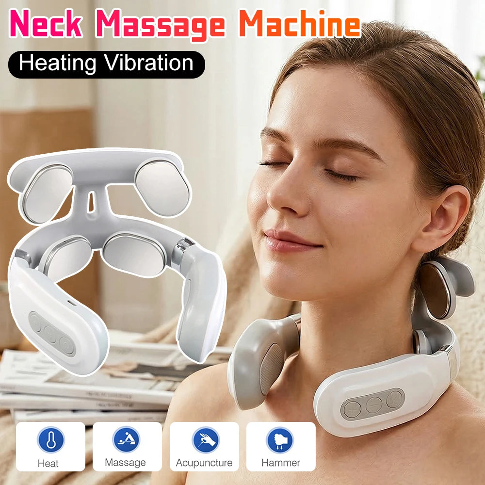 4 Head Electric Back Massage Instrument USB Rechargeable Spine Protection Massager Vibration Massage Instrument for Home Office